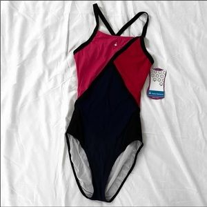 New With Tags Aqua Sphere 1 Piece Color Block Swim Suit Size 8